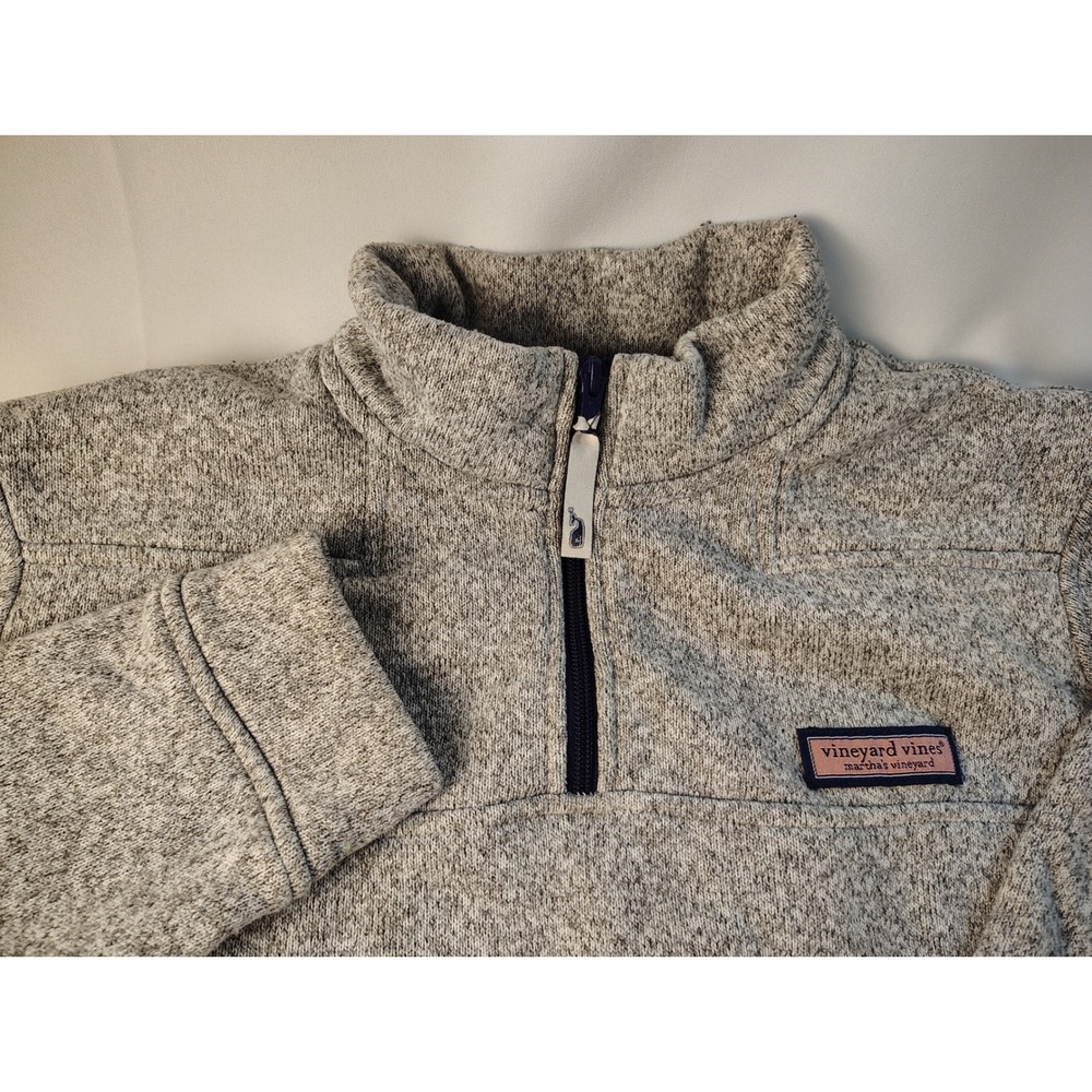 Vineyard Vines Mens Gray Heather Salt and Pepper Quarter Zip Pullover Large